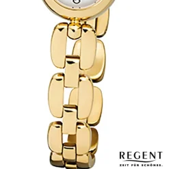 Regent Damen-Armbanduhr F-1406 Quarz-Uhr Mini Stahl-Armband gold URF968