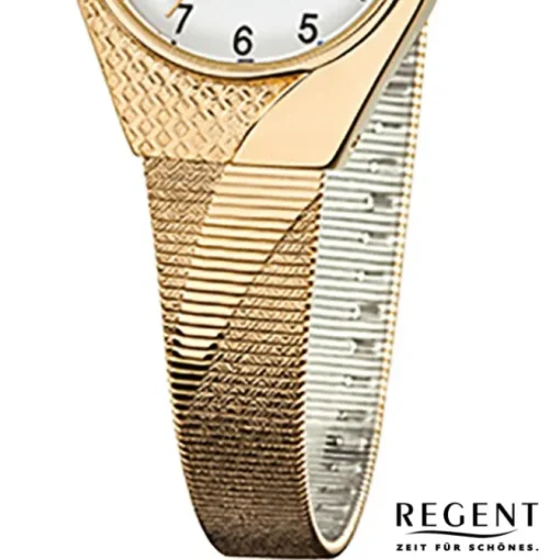 Regent Damen-Armbanduhr F-745 Quarz-Uhr Stahl-Armband gold URF745