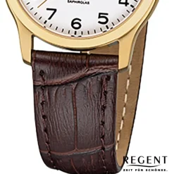 Regent Damen-Armbanduhr 32-F-1075 Quarz-Uhr Leder-Armband braun URF1075