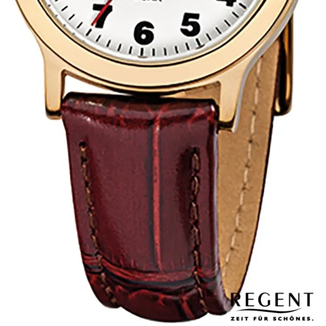 Regent Damen-Armbanduhr F-825 Quarz-Uhr Leder-Armband braun URF825