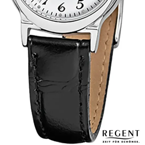 Regent Damen-Armbanduhr F-013 Quarz-Uhr Leder-Armband schwarz URF013