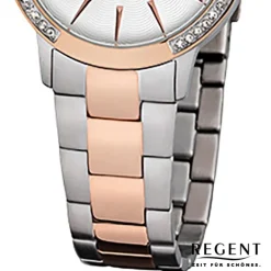 Regent Damen-Armbanduhr 32-F-1056 Quarz-Uhr Edelstahl-Armband silber rosegold UR URF1056