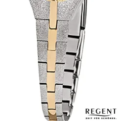 Regent Damen-Armbanduhr F-747 Quarz-Uhr Stahl-Armband silber gold URF747