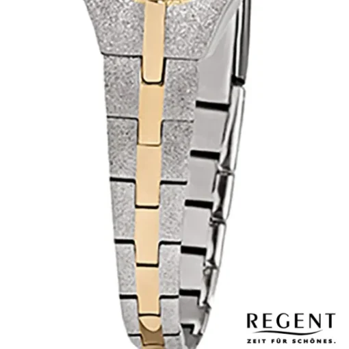 Regent Damen-Armbanduhr F-747 Quarz-Uhr Stahl-Armband silber gold URF747