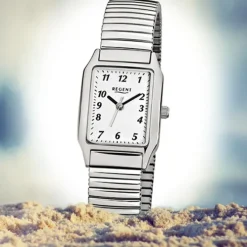 Regent Damen-Armbanduhr F-268 Quarz-Uhr Stahl-Armband silber URF268