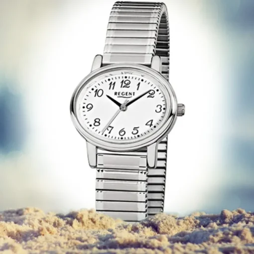 Regent Damen-Armbanduhr F-891 Quarz-Uhr Stahl-Armband silber URF891