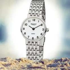 Regent Damen-Armbanduhr F-609 Quarz-Uhr Stahl-Armband silber URF609