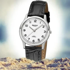 Regent Damen-Armbanduhr 32-F-1073 Quarz-Uhr Leder-Armband schwarz URF1073