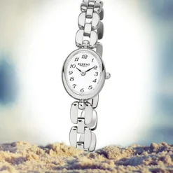 Regent Damen-Armbanduhr F-966 Quarz-Uhr Mini Stahl-Armband silber URF966