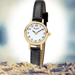 Regent Damen-Armbanduhr F-980 Quarz-Uhr Mini Leder-Armband schwarz URF980