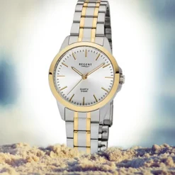 Regent Damen-Armbanduhr 32-F-1005 Edelstahl-Armband silber gold URF1005