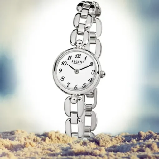 Regent Damen-Armbanduhr F-1401 Mineralglas Quarz Edelstahl silber URF802