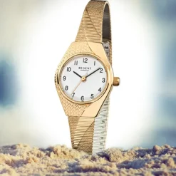 Regent Damen-Armbanduhr F-745 Quarz-Uhr Stahl-Armband gold URF745