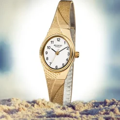 Regent Damen-Armbanduhr F-622 Quarz-Uhr Stahl-Armband gold URF622