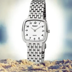 Regent Damen-Armbanduhr F-520 Quarz-Uhr Stahl-Armband silber URF520