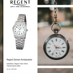 Regent Damen-Armbanduhr 32-F-1085 Quarz-Uhr Titan-Armband grau URF1085
