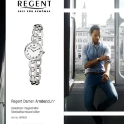 Regent Damen-Armbanduhr F-1401 Mineralglas Quarz Edelstahl silber URF802