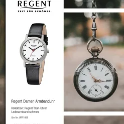 Regent Damen-Armbanduhr 32-F-1088 Quarz-Uhr Titan-Armband schwarz URF1088