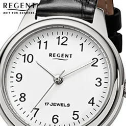 Regent Damen-Armbanduhr Handaufzug Leder schwarz mechanisches Uhrwerk Uhr URF957