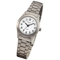 Regent Damen-Armbanduhr Mineralglas Quarz Titan grau silber URF855