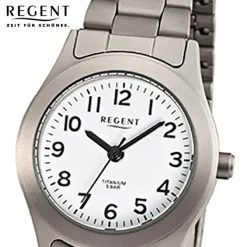 Regent Damen-Armbanduhr Mineralglas Quarz Titan grau silber URF855