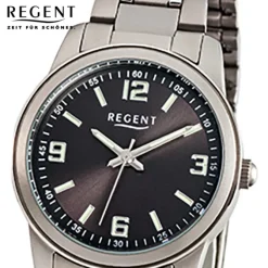Regent Damen-Armbanduhr Mineralglas Quarz Titan silber grau URF858