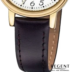 Regent Damen-Armbanduhr Mineralglas Quarz Leder braun URF577