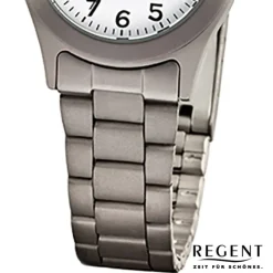 Regent Damen-Armbanduhr Mineralglas Quarz Titan grau silber URF855