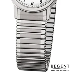Regent Damen-Armbanduhr Mineralglas Quarz Edelstahl silber URF888