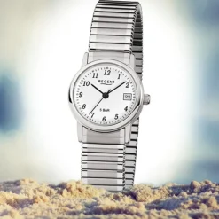 Regent Damen-Armbanduhr Mineralglas Quarz Edelstahl silber URF888