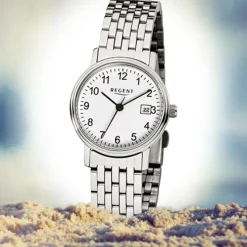 Regent Damen-Armbanduhr Mineralglas Quarz Edelstahl silber URF598