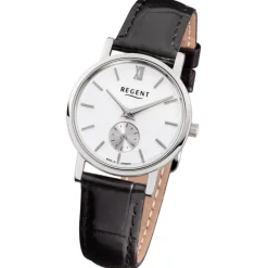 Regent Damen-Armbanduhr Quarz-Uhr Leder-Armband schwarz Uhr URGM1452