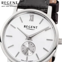 Regent Damen-Armbanduhr Quarz-Uhr Leder-Armband schwarz Uhr URGM1452