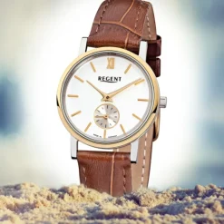 Regent Damen-Armbanduhr Quarz-Uhr Leder-Armband braun Uhr URGM1450