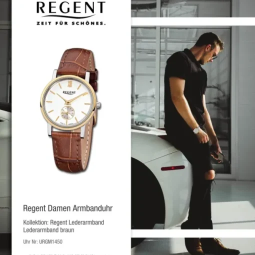 Regent Damen-Armbanduhr Quarz-Uhr Leder-Armband braun Uhr URGM1450