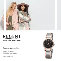 Regent Damen-Armbanduhr Quarz-Uhr Edelstahl-Armband silber rosegold Uhr URGM1410
