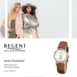 Regent Damen-Armbanduhr Quarz-Uhr Leder-Armband braun Uhr URGM1450
