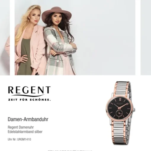 Regent Damen-Armbanduhr Quarz-Uhr Edelstahl-Armband silber rosegold Uhr URGM1410