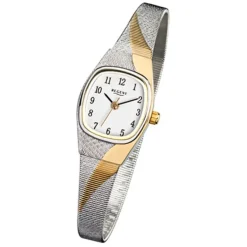 Regent Damen-Uhr Mineralglas Quarzwerk Edelstahl silber gold URF625