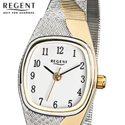 Regent Damen-Uhr Mineralglas Quarzwerk Edelstahl silber gold URF625