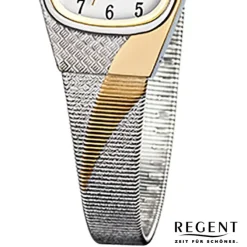 Regent Damen-Uhr Mineralglas Quarzwerk Edelstahl silber gold URF625