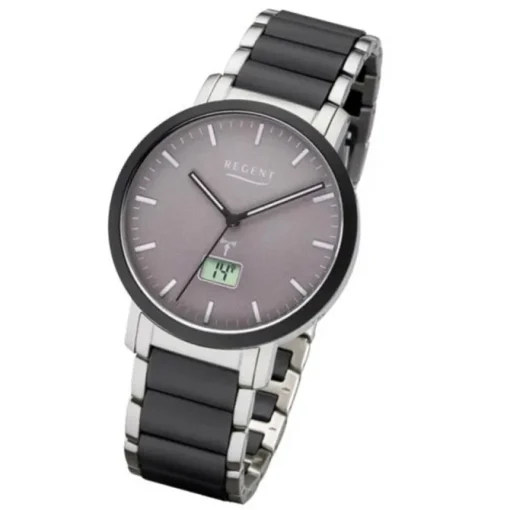 Regent Funkuhr Analog Digital FR-253 Funk-Uhr Metall schwarz silber URFR253