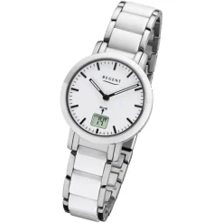 Regent Funkuhr Analog Digital FR-264 Funk-Uhr Metall weiß silber URFR264