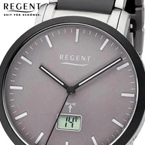 Regent Funkuhr Analog Digital FR-253 Funk-Uhr Metall schwarz silber URFR253