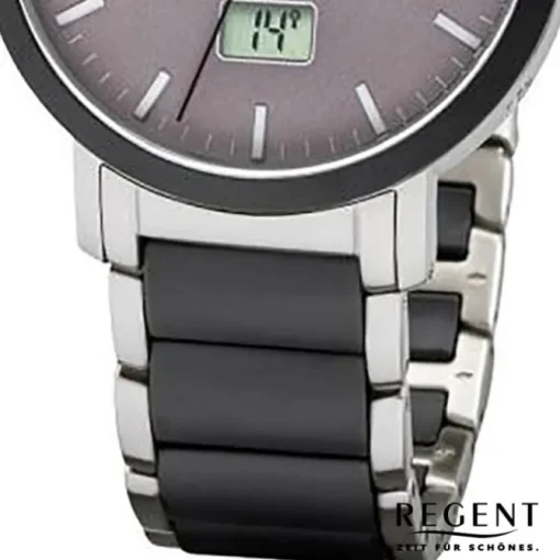 Regent Funkuhr Analog Digital FR-253 Funk-Uhr Metall schwarz silber URFR253