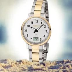 Regent Funkuhr Analog Digital FR-258 Funk-Uhr Metall gold silber URFR258