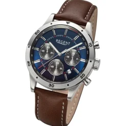 Regent Herren Armbanduhr Analog Lederarmband dunkelbraun URBA823