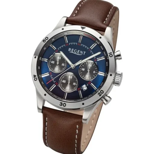 Regent Herren Armbanduhr Analog Lederarmband dunkelbraun URBA823