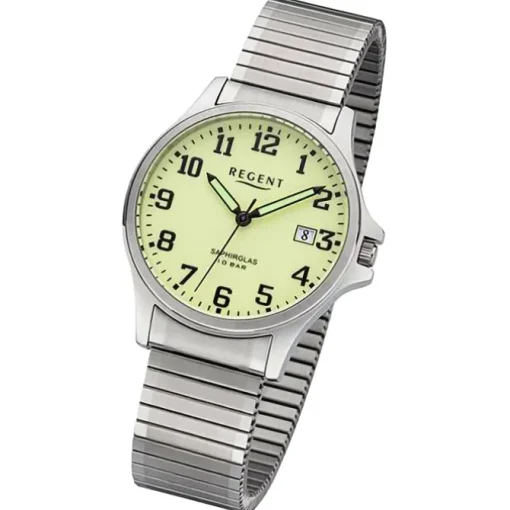 Regent Herren Armbanduhr Analog Edelstahlarmband silber URF1348