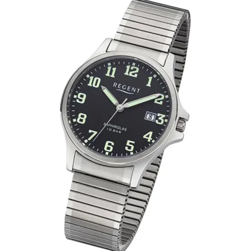 Regent Herren Armbanduhr Analog Edelstahlarmband silber URF1350